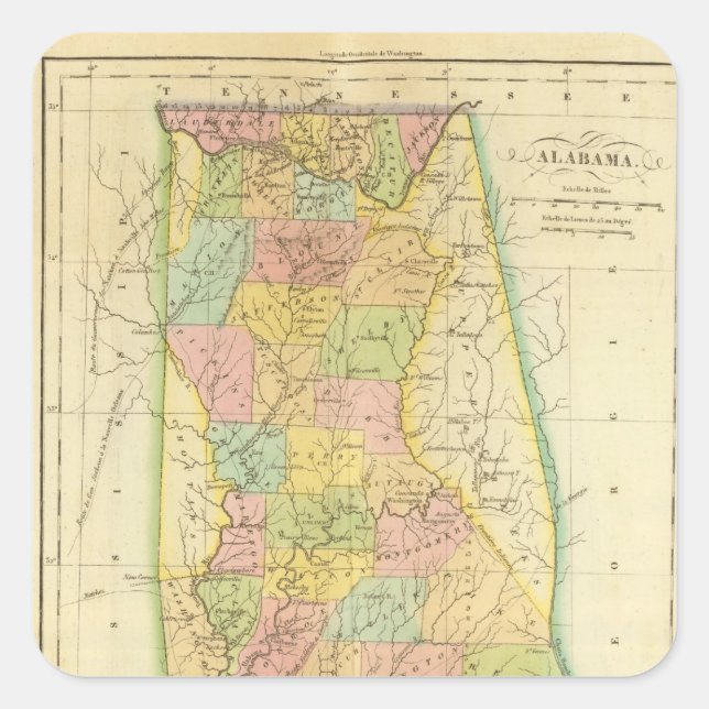 Alabama US Fyrkantigt Klistermärke (Framsida)