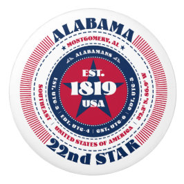 Alabama US State Rött vitt blått Typography Knopp