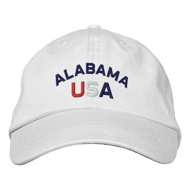 Alabama USA Embroiderade White Hat Broderad Keps (Framsida)