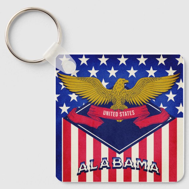 Alabama USA flagga Keychain Nyckelring (Framsida)