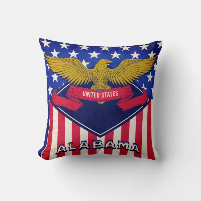 Alabama USA flagga Kudde (Framsida)