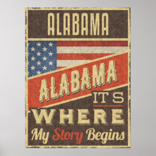 Alabama USA flagga Poster