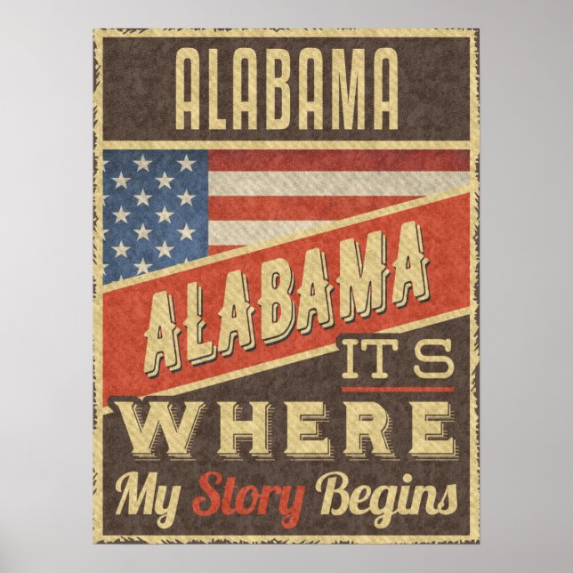 Alabama USA flagga Poster (Framsidan)
