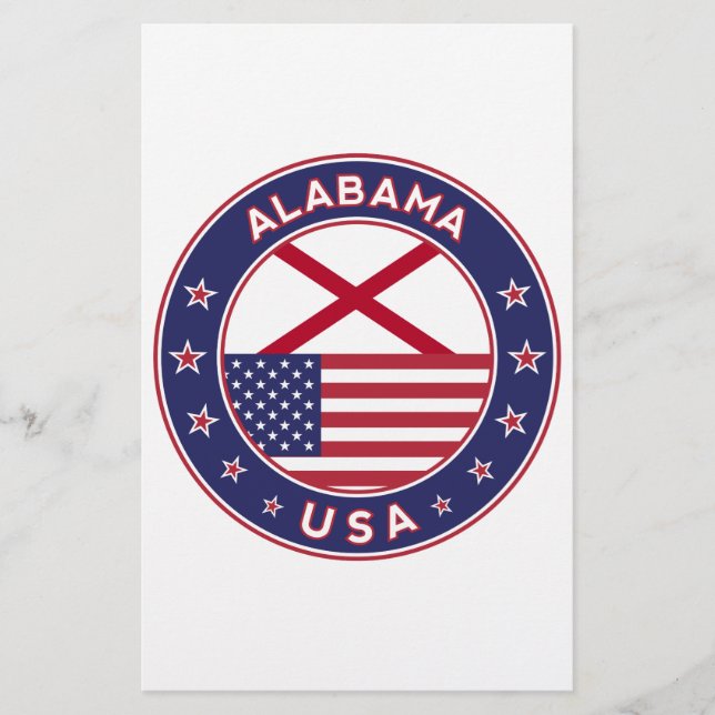 Alabama, USA Stater, Alabama t-shirt, Alabama, USA Brevpapper (Framsida)