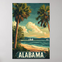 Alabama USA Vintage Illustration Travel Poster