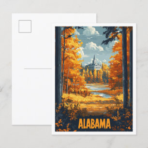 Alabama USA Vintage Illustration Travel Vykort