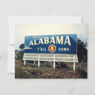 Alabama, välkommen, Y'all Kom Road Sign 1960-talet Vykort