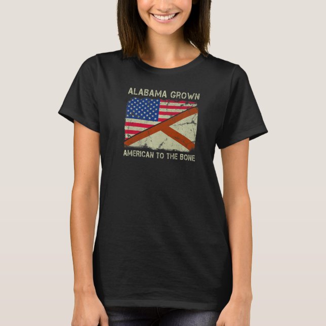 Alabama växte amerikanskt till Bone Home State Ala T Shirt (Framsida)