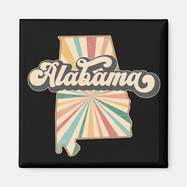 Alabama Vintage Färgfull Karta Magnet (Framsidan)