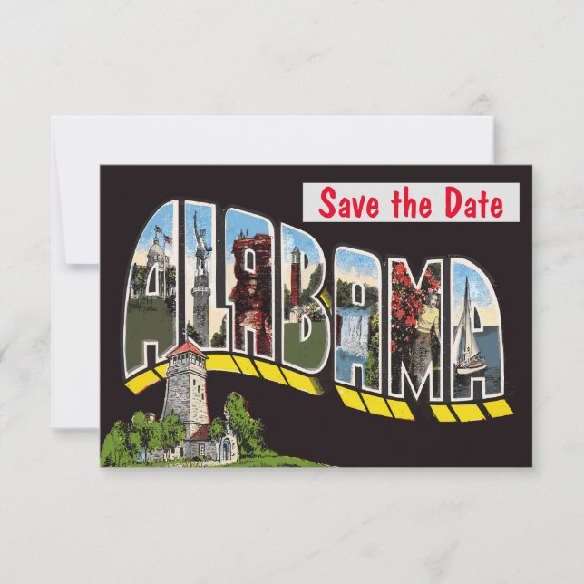 Alabama Vintage Postkort bröllopsinbjudan Spara Datumet (Framsida)