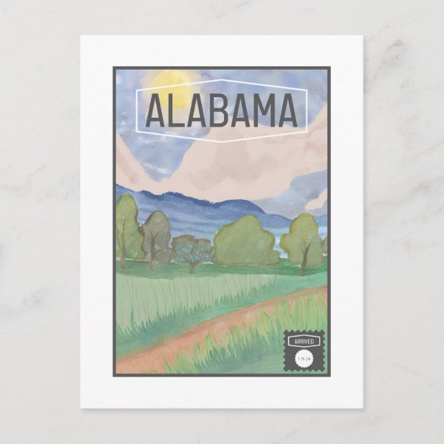 Alabama-vykort - Vattenfärgsdesign Vykort (Framsida)
