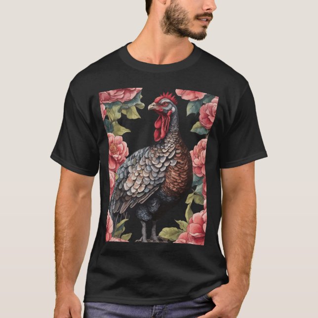 Alabama Wild Turkey Med Kamelia Blommor Överstorle T Shirt (Framsida)