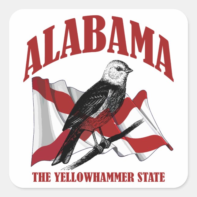 Alabama,Yellowhammer-staten Fyrkantigt Klistermärke (Framsida)
