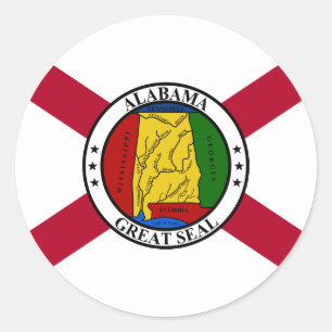 Alabamian Flagga & Seal, Flagga Alabama Runt Klistermärke
