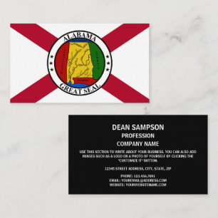 Alabamian Flagga & Seal, Flagga Alabama Visitkort