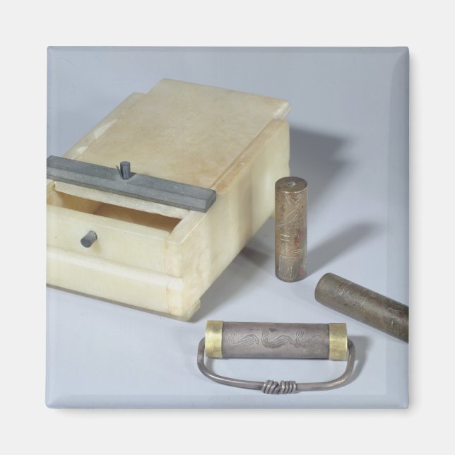 Alabaster box och brons- och silver-förseglingskär magnet (Framsidan)