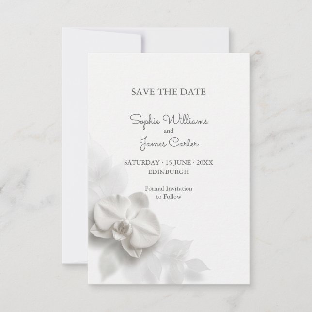 Alabaster & Elfenbensvit Modern Minimalistisk Orki Spara Datumet (Framsida)