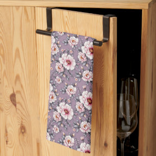Alabaster Flowers på Dusty Lavender Kökshandduk