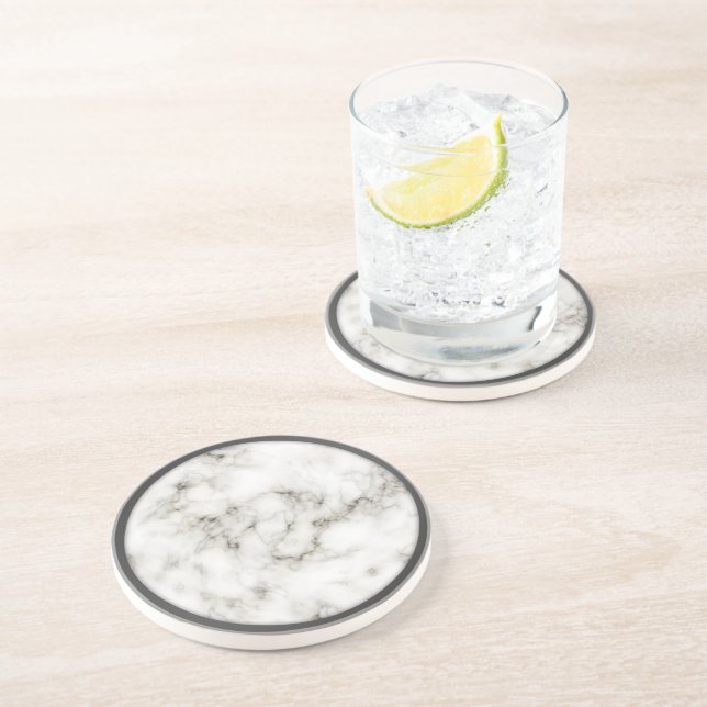 Alabaster Obsidian Pewter Rim marble underlägg (Sidan)