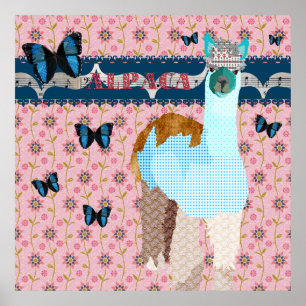 Alaca Boho Butterflies Rosa Blommigt Poster