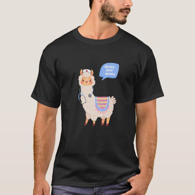 Alaca Din gula klåda Llama Wound Care Nurse Gift T Shirt (Framsida)