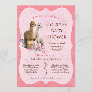 Alaca Family Par Baby Shower-inbjudan Flicka Inbjudningar