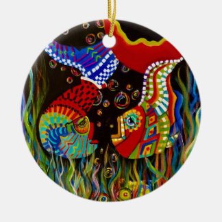 Alaca-fiskvänner prydnadsfiskar julgransprydnad keramik