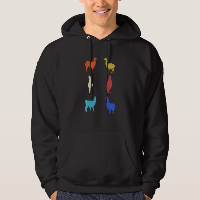 Alaca Llama Retro Vintage Graphics Hoodie (Framsida)