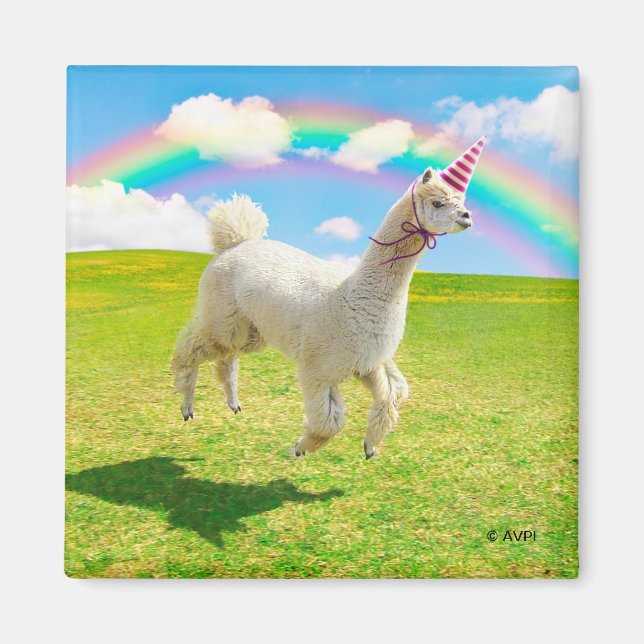 Alaca Unicorn under Rainbow Himlar Magnet (Framsidan)