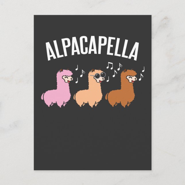 Alacapella Acapella Alpaca Llama Music Musician Vykort (Framsida)