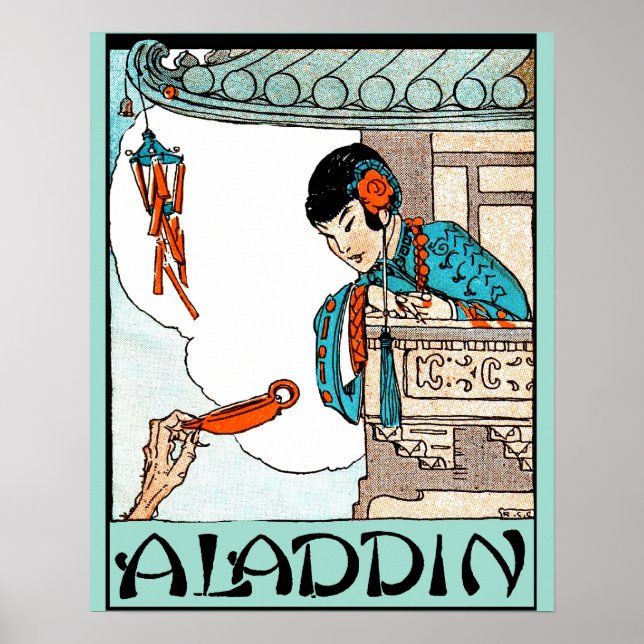 Aladdin Chinese Vintage Magic Illustration Poster (Framsidan)