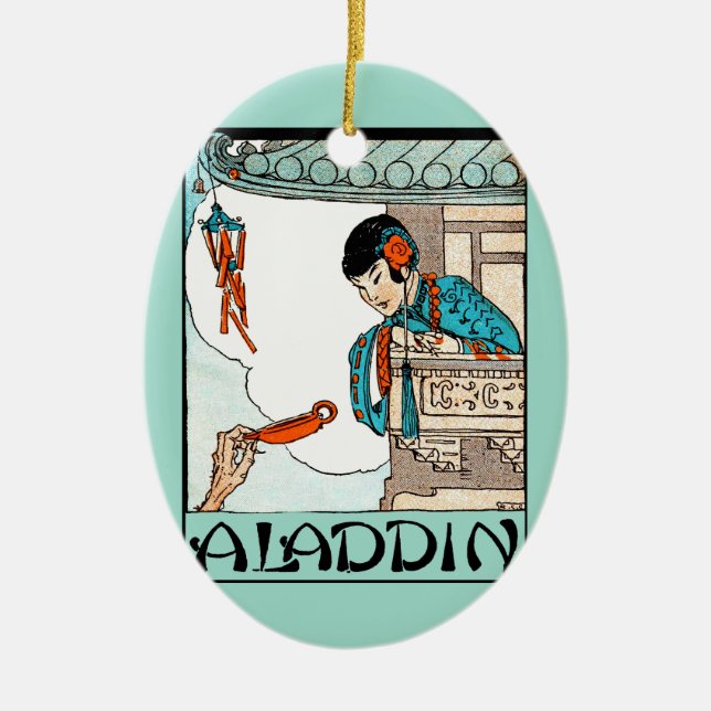 Aladdin Kinesisk Vintage Magisk Lantern Julgransprydnad Keramik (Framsidan)
