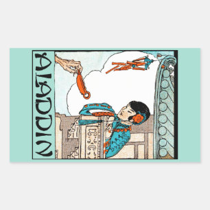 Aladdin Kinesisk Vintage Magisk Lantern Rektangulärt Klistermärke