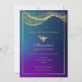 Aladdin Quinceanera Birthday Call Magic Lamp Inbjudningar