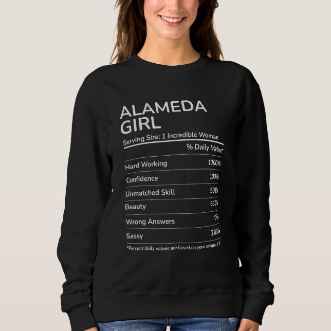 Alameda Girl Funny California Hometown T Shirt (Framsida)