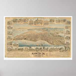 Alameda panorama- karta för CA. (0540A) Poster