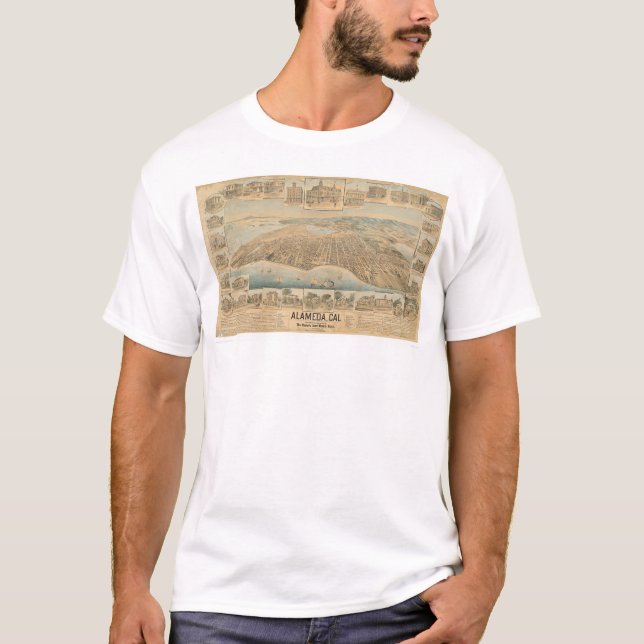 Alameda panorama- karta för CA. (0540A) T-shirt (Framsida)