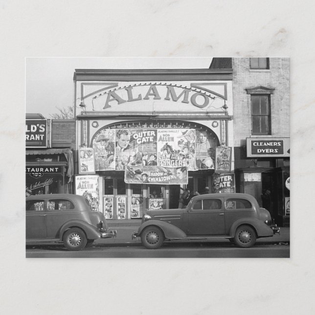 Alamo biograf, 1937 vykort (Framsida)
