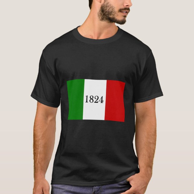 Alamo Flagga 1824 Texas Revolution Independence T Shirt (Framsida)