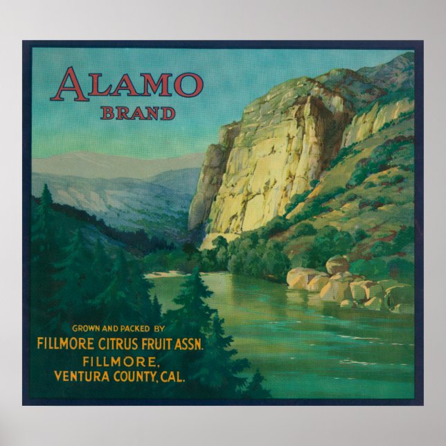 Alamo Orange LabelFillmore, CA Poster (Framsidan)