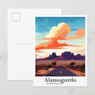Alamogordo New mexico Vintage resor Illustration Vykort