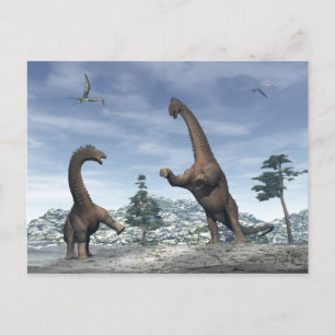 Alamosaurus-dinosaurier kämpar - 3D-rendering Vykort