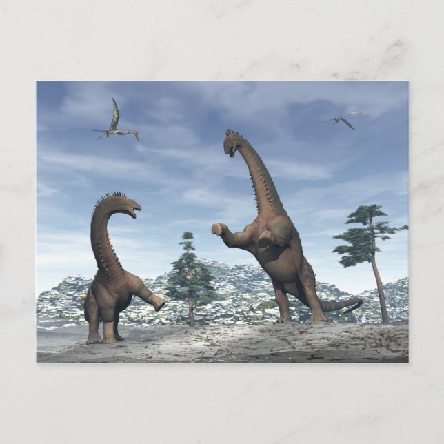 Alamosaurus-dinosaurier kämpar - 3D-rendering Vykort (Framsida)