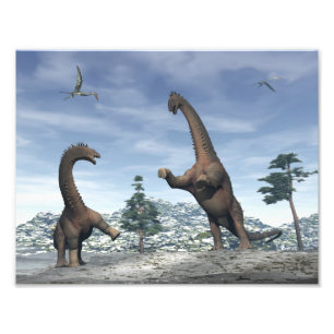 Alamosaurus dinosaurs kamp - 3D-rendering Fototryck