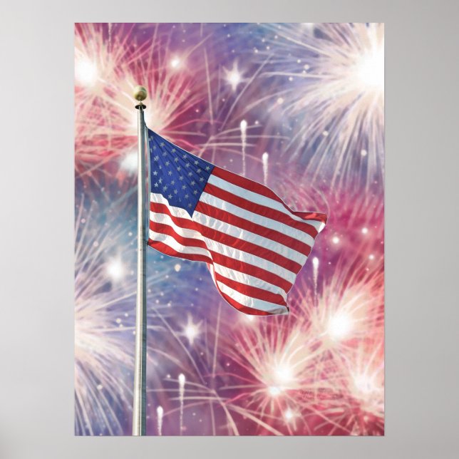Alan Giana "Flagga and Fireworks" Poster (Framsidan)