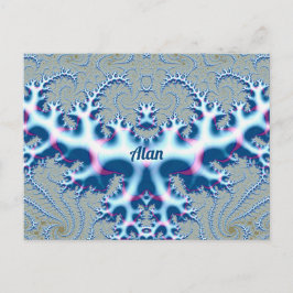 ALAN ~ Icy White and Blue 3D Fractal Design ~ Vykort