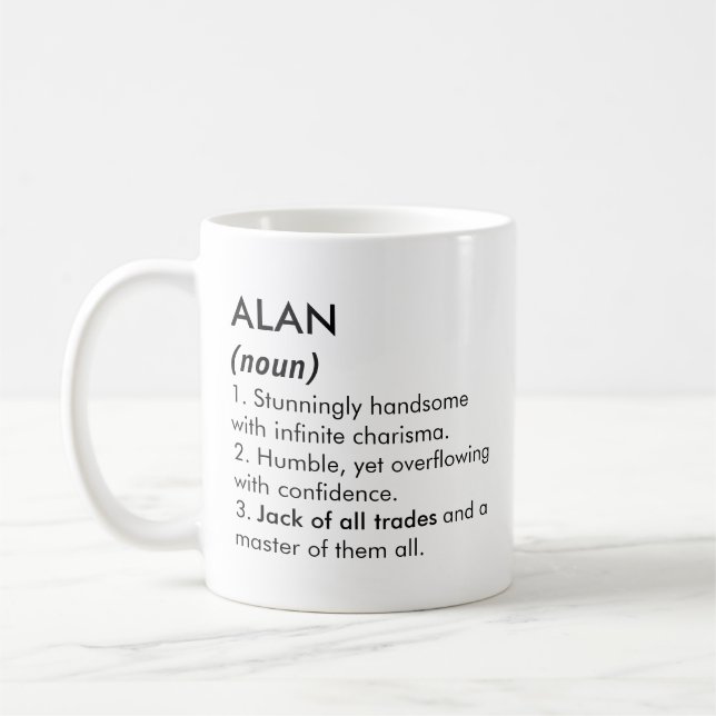 Alan namn, Redigerbart namn, Anpassat namn Kaffemugg (Vänster)