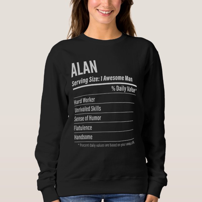 Alan Serving Storlek Nutrition Label Calories T Shirt (Framsida)