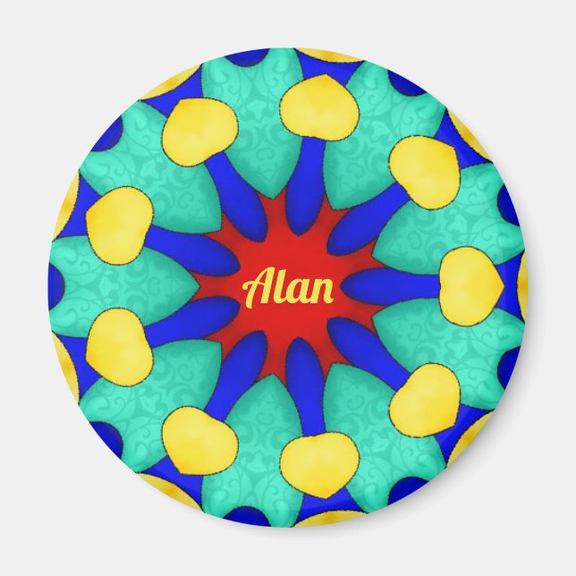 ALAN ~ Stark Red Grönt Gult ~ Stunning Design Magnet (Framsidan)