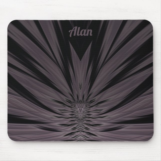 ALAN ~ Svart och Grått Fraktalmönster ~ Musdyna Musmatta (Framsidan)